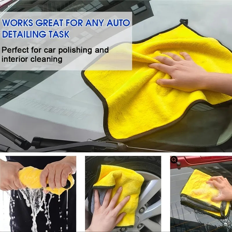 1/2/6pcs Microfiber Cleaning Towel Thicken Soft Drying Cloth Car Body Washing Towels Double Layer Car Cleaning Drying Cloth