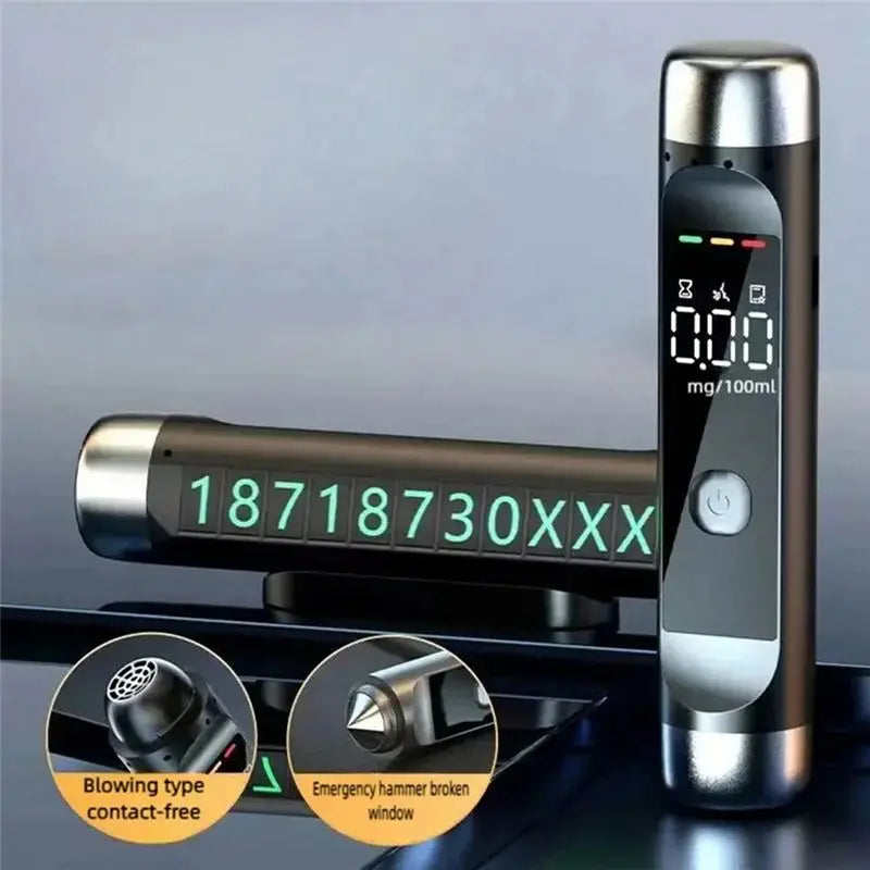 AU28-Portable Alcohol Tester LCD Display Drunk Driving Test Breathalyzer Alcohol Detector Temporary Parking Number Plate