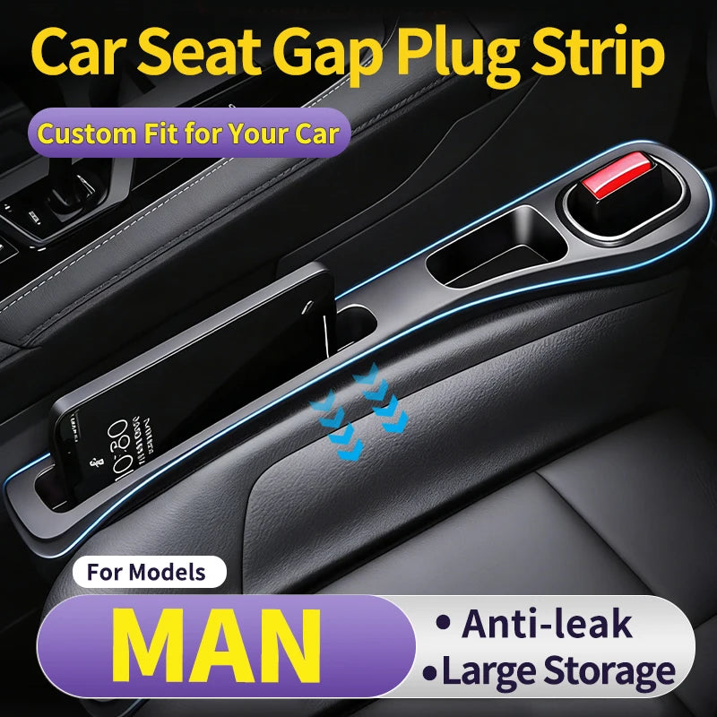 Car Gap Filler Strip for MAN Car Seat Gap Filler, Crevice Storage, Prevent Phone Slipping, Practical Side Storage Gadget 2pcs