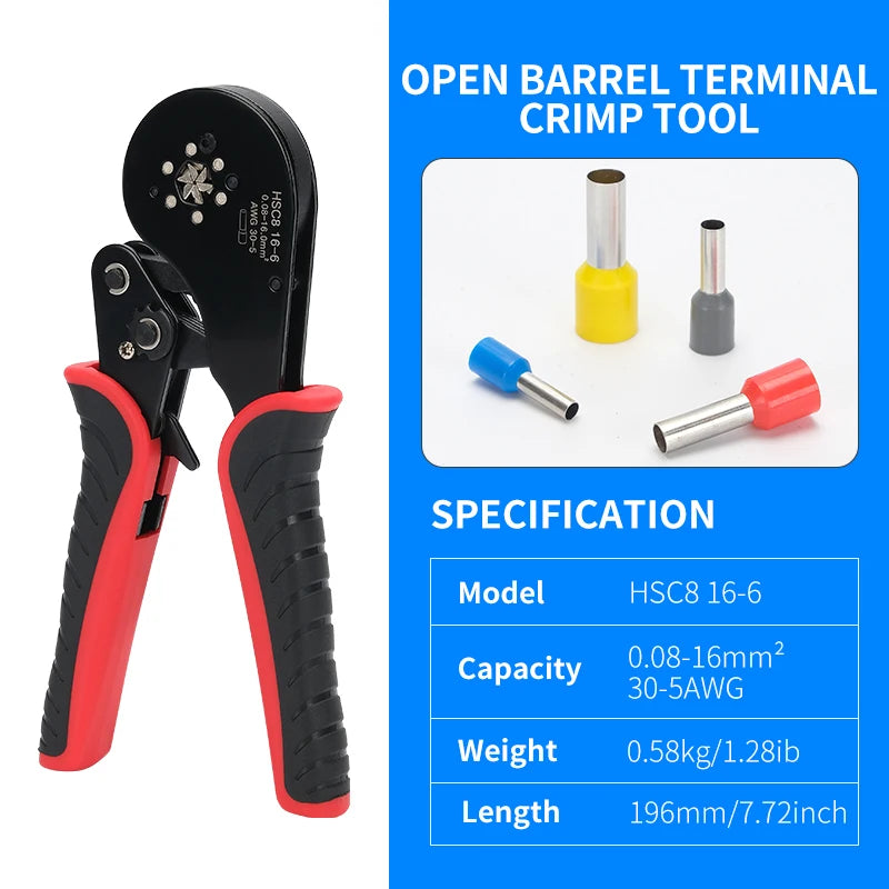 Crimping Pliers Ferrule Sleeves Tubular Terminal Tools HSC8 16-6 Wire Crimper Household Electrical Sets 1200pcs Terminal
