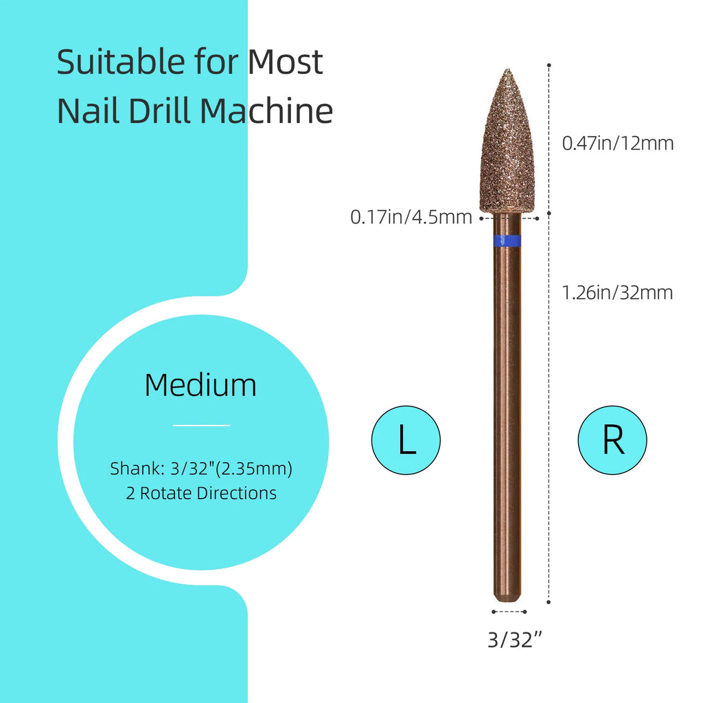 HYTOOS Copper Coated Diamond Cuticle Clean Nail Drill Bit Large Cone Dead Skin Cleaner Russian Prep Tool for Manicure Technician