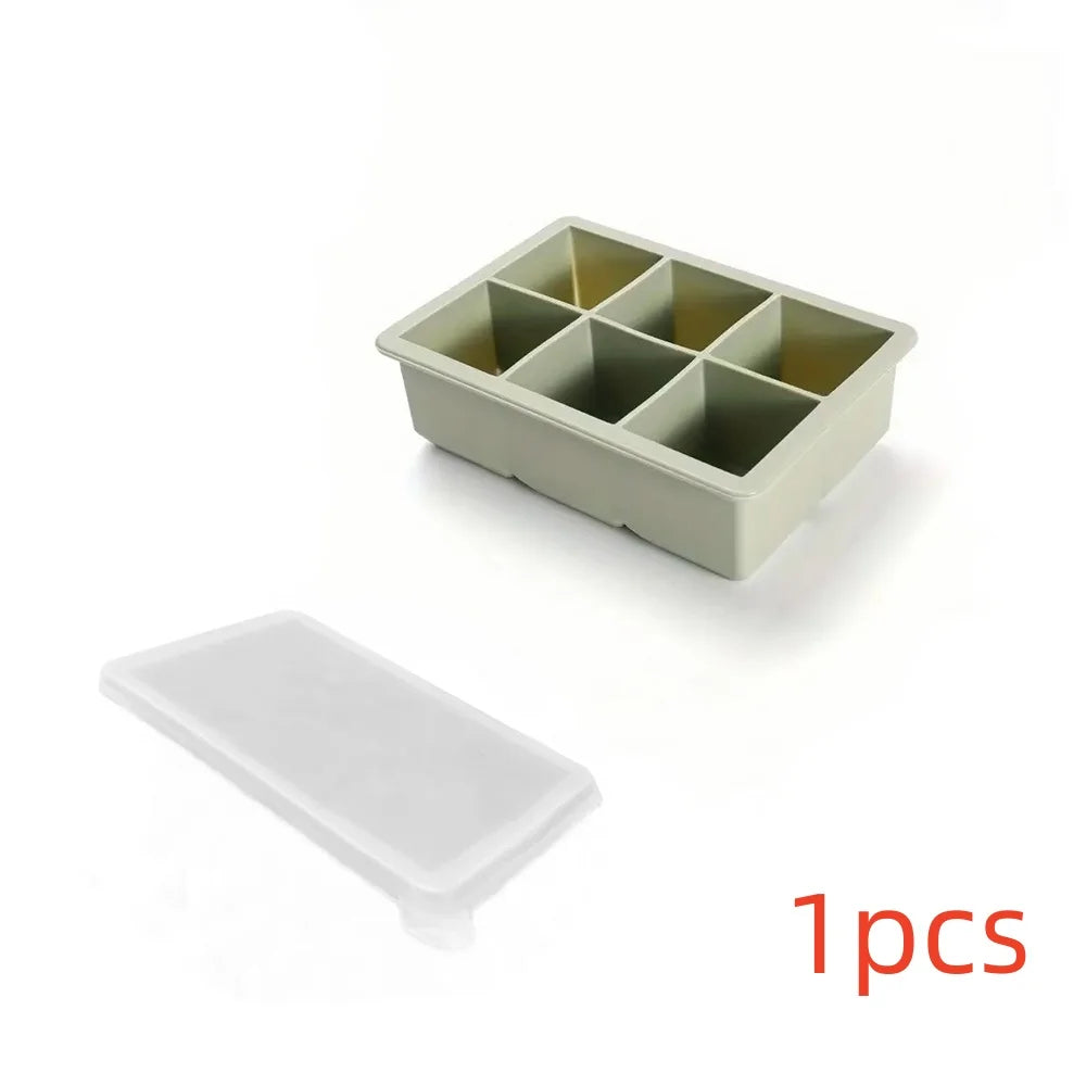 Large Ice Cube Tray with Lid,Stackable Big Silicone Square Ice Cube Mold for Whiskey Cocktails Bourbon Soups  Treats,BPA Free