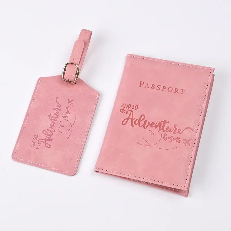 New Purple PU Leather Passport Holder Ticket Clip Passport Covers Luggage Tag Set Id Credit Card Holder Travel Wallet Unisex