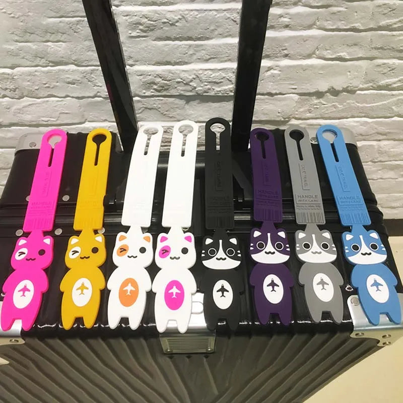 2pcs， Cute cat shaped luggage tag, creative foldable travel tag, suitable for travel accessories in handbags and suitcases, port