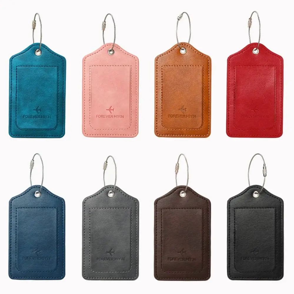 Women Man Anti Loss Wire Rope Loop Leather Luggage Tags Privacy Protection Cover Versatile Baggage Tag Waterproof Boarding Pass