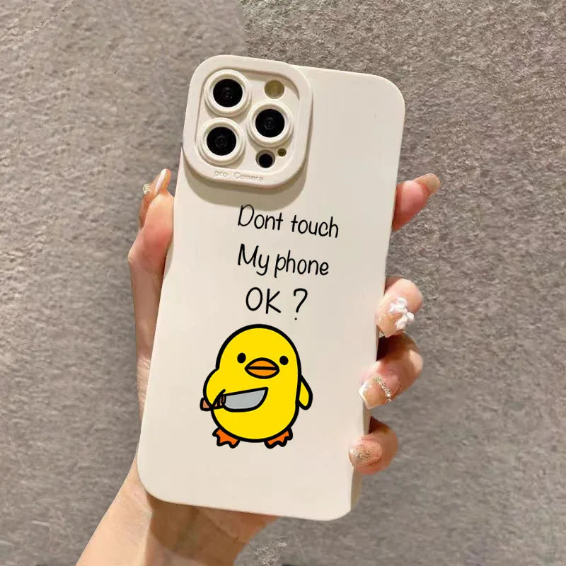 Cute Minimalist Cartoon Duck Phone Case For Samsung S26 S25 5G Case Galaxy S24 FE S23 S22 Plus A16 A36 A56 A55 A54 A53 A52 Cover