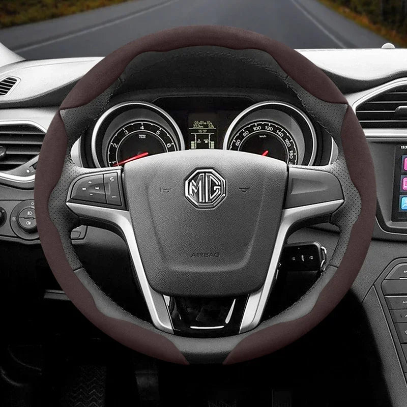Suitable for Mg Non-Slip Buckle Segmented Suede Steering Wheel Cover Suitable for Zs Mg3 Hybrid Luxury 2025 One Mg4 Mulan Hs 5 6