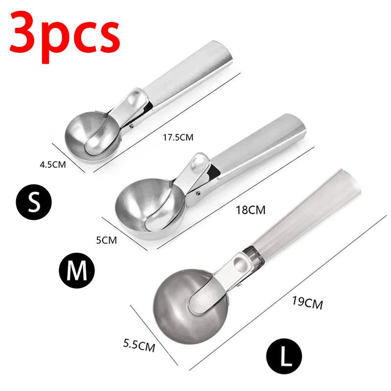 Stainless Steel Ice Cream Spoon Multifunctional Spoon for Ice Cream Dual-Purpose Scoop Fruit Watermelon Spoon Ball Scoop BJL001