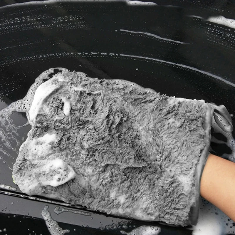 SEAMETAL Car Wash Microfiber Gloves Double Sided Ultra Absorbent Wash Towel Car Sponge Scratch Free Mitt for Car Accessories