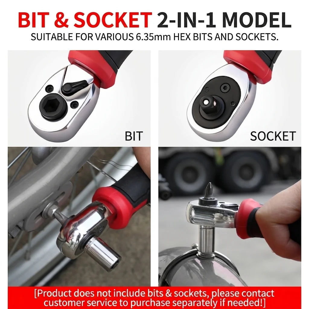 1/4" Mini Ratchet Wrench Set 72-Tooth Reversible Ratchet Socket Wrench Hex Bit Driver CR-V Hand Tools for Bicycle Car Repair DIY
