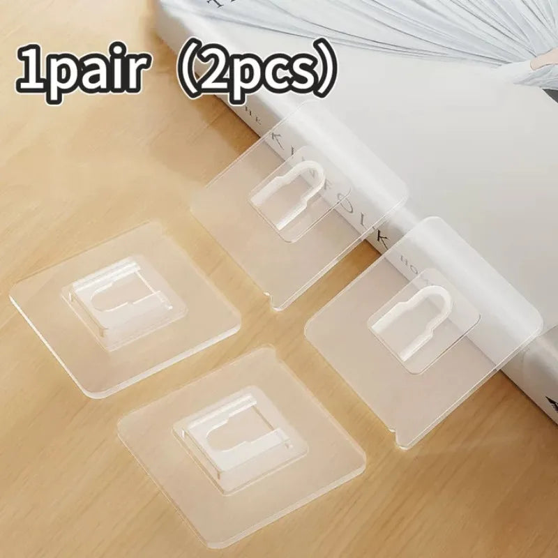 1-100Pairs Double-Sided Self Adhesive Wall Hooks Strong Sticky Transparent Traceless Kitchen Bedroom Wall Hook Storage Holders