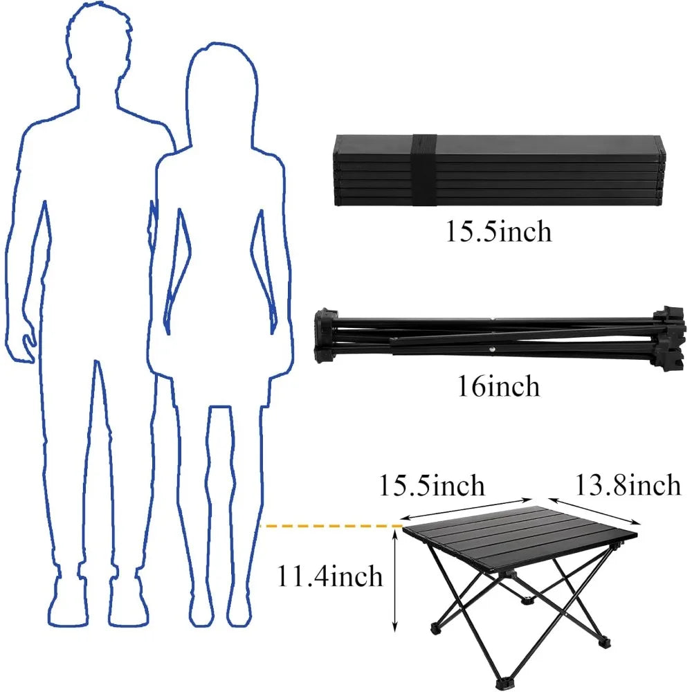 Portable Folding Camping Side Table Lightweight Aluminum for Outdoor Picnic Cooking BBQ Hiking Travel