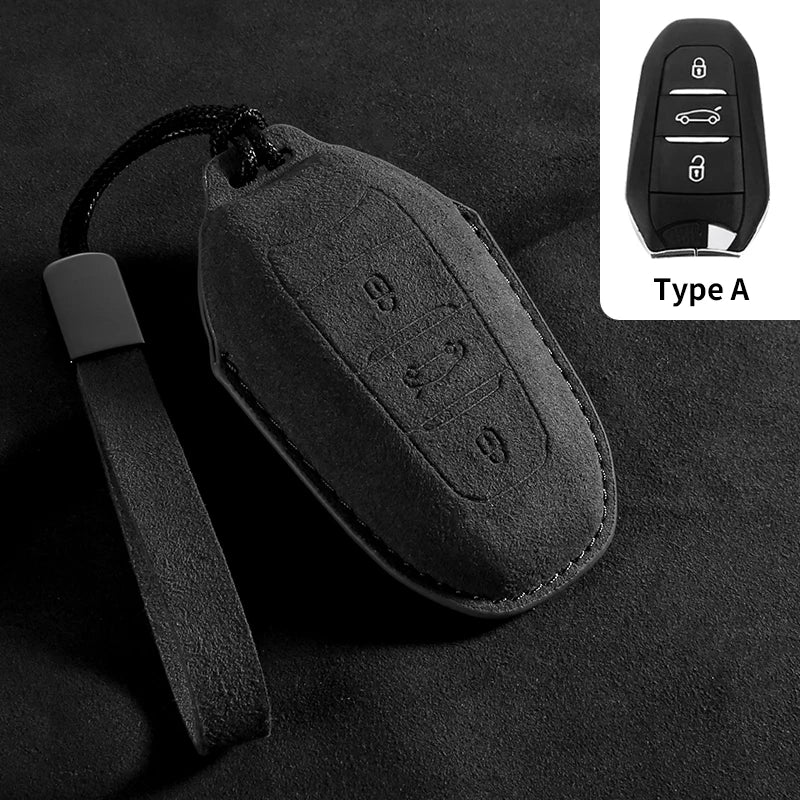 Leather Car Key Case Cover For Peugeot 308 408 508 Citroen C4L C6 C3-XR Picasso DS3 DS4 DS5 Shell Keychain For Peugeot