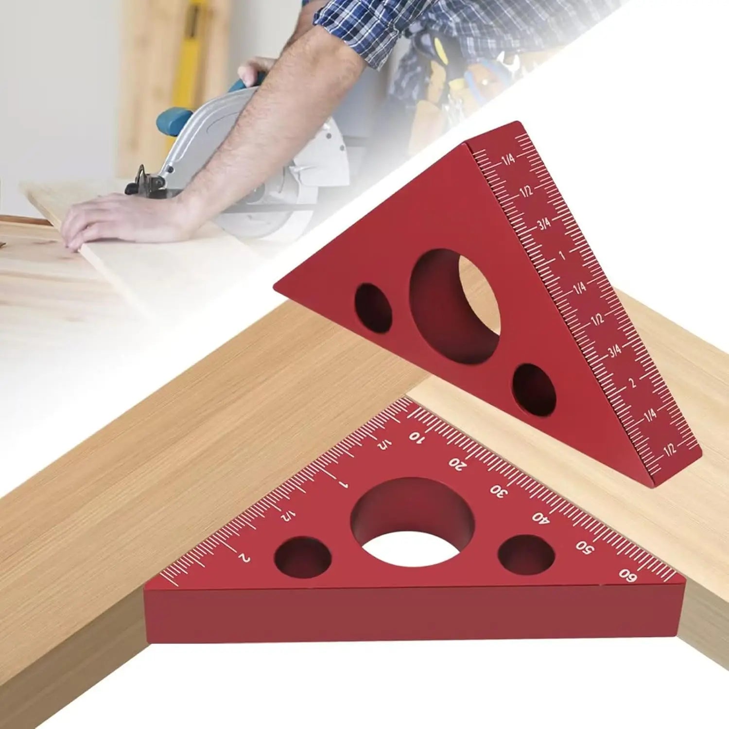 Aluminum Alloy Triangle Ruler 45/90 Degree, Frosted Right Angle Gauge，Durable and Precision Measuring Tool