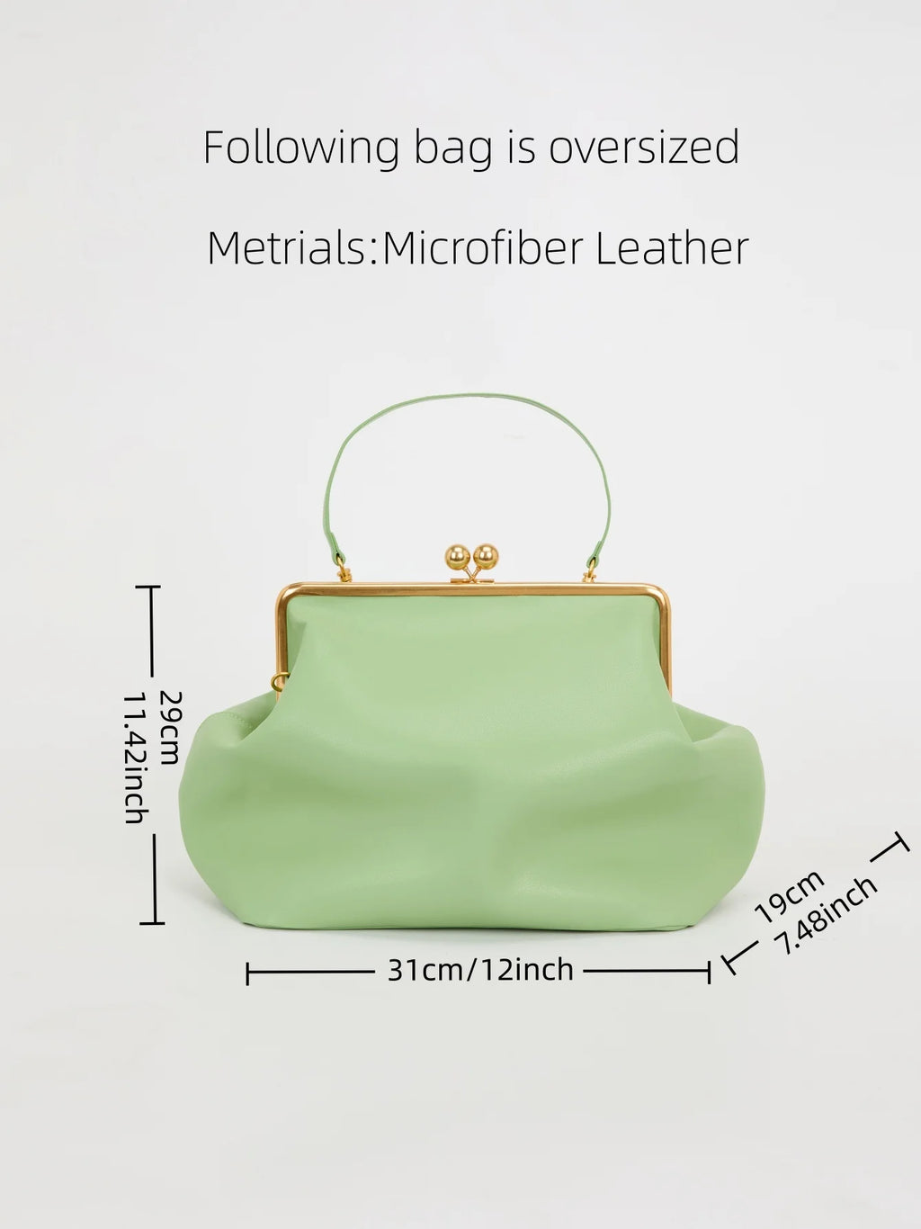 Women large oversized Kisslock Frame Bag clasp Clutch Jumbo pouch frame bag black baby pink green blue color