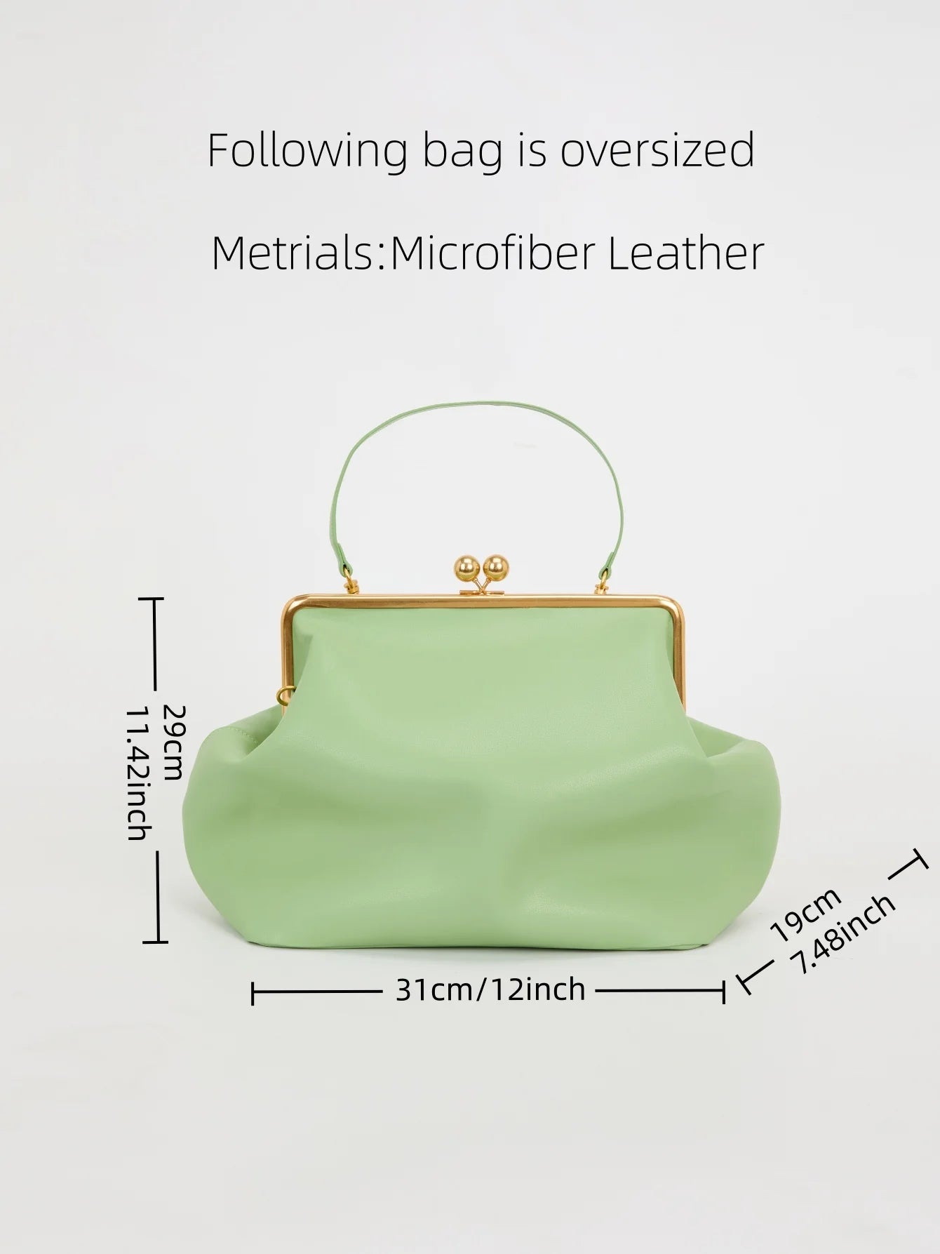 Women large oversized Kisslock Frame Bag clasp Clutch Jumbo pouch frame bag black baby pink green blue color