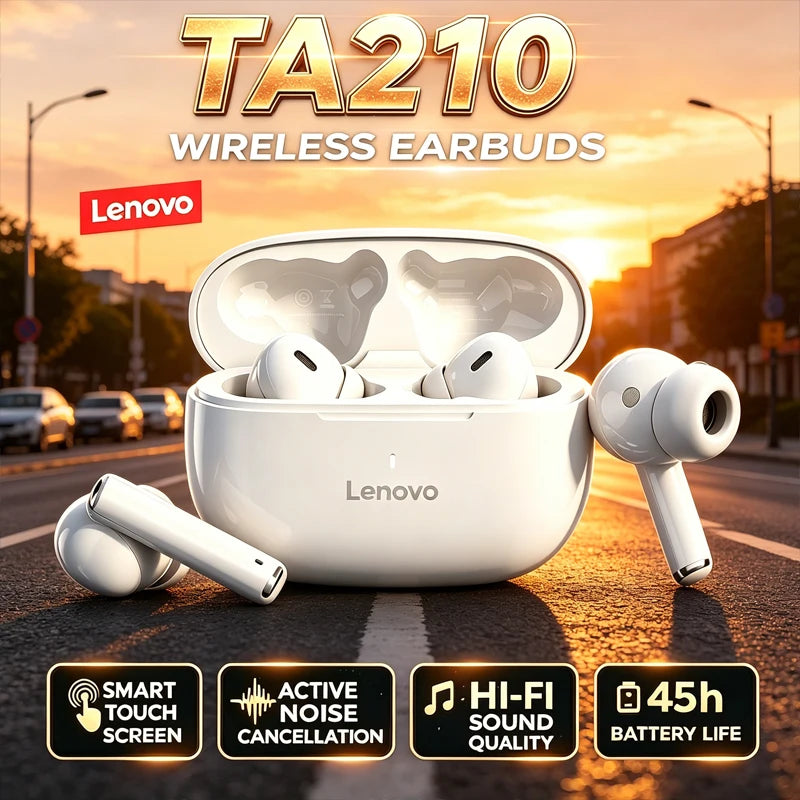 Lenovo TA210 Wireless Bluetooth 5.4 Headset Long Battery Life Sports Ear Clip Earphones HIFI Stereo Noise Cancelling Headphones