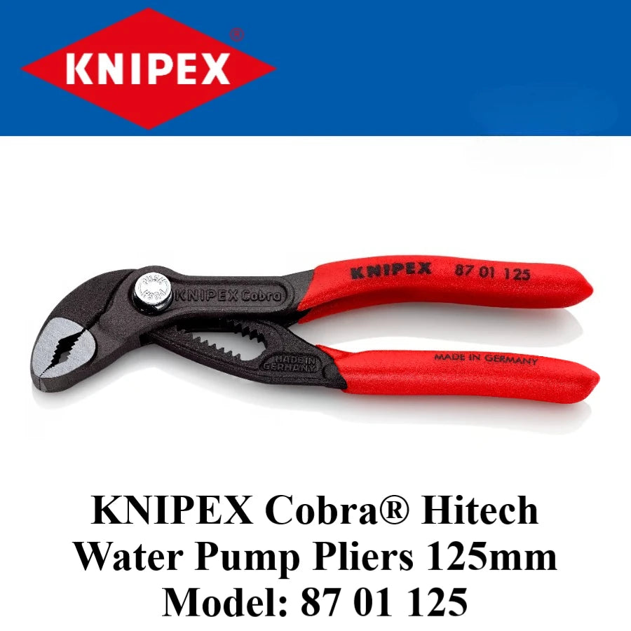 KNIPEX Cobra®8700180 8700250 Hitech Water Pump Pliers - 125mm to 560mm 8700125miniPliers