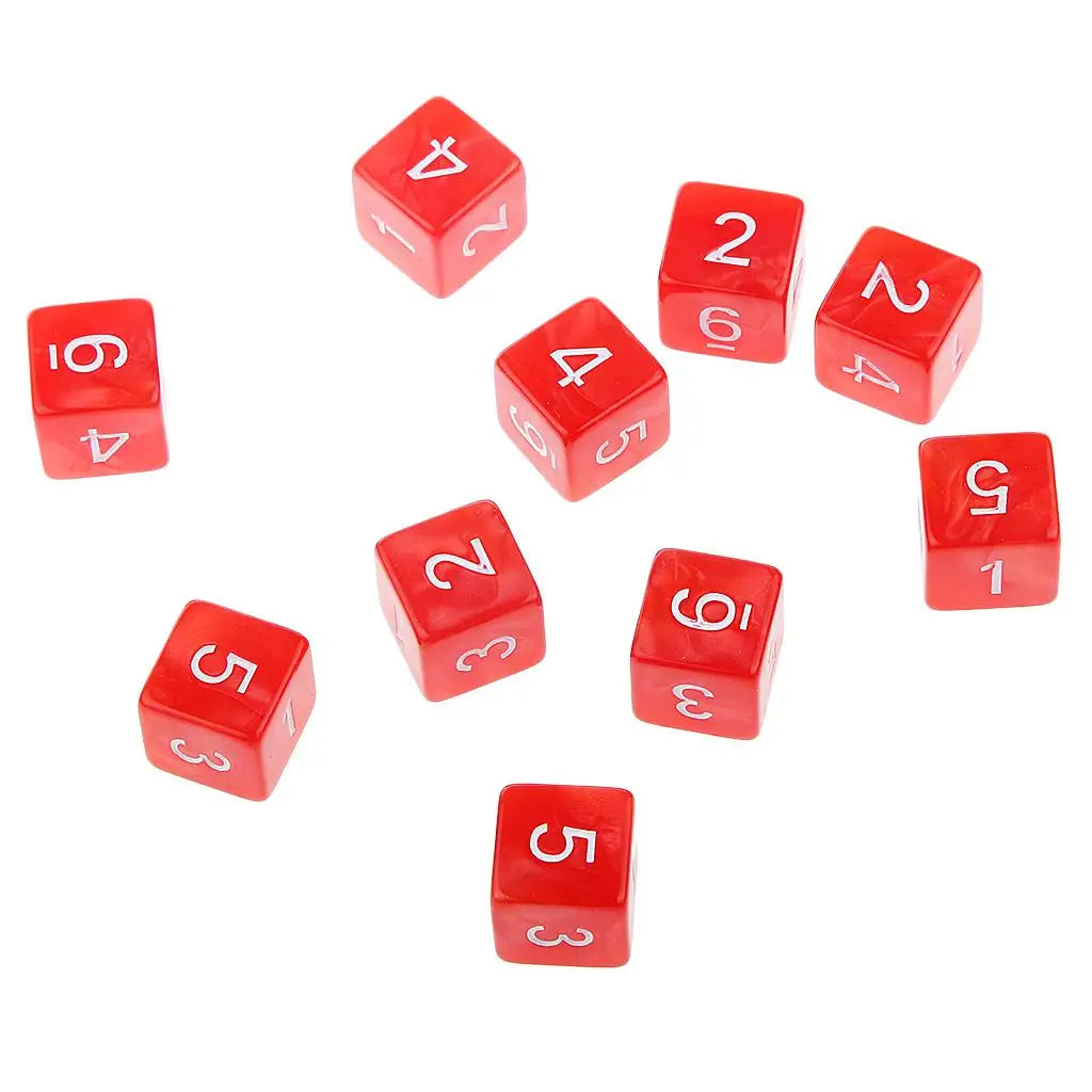 10pcs Acrylic Six Sided Dice D6 Dice Playing D&D RPG Games TRPG Lovers Gifts