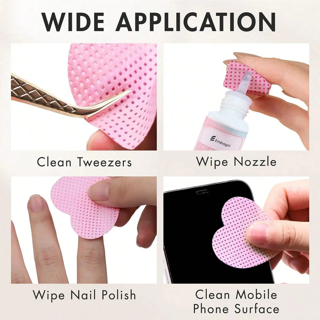 200Pcs/Box Lint Free Nail Wipes Eyelash Extension Glue Wipes Cleaner Cloth Non-Woven Fabric Nail Gel Remover Cotton Pad