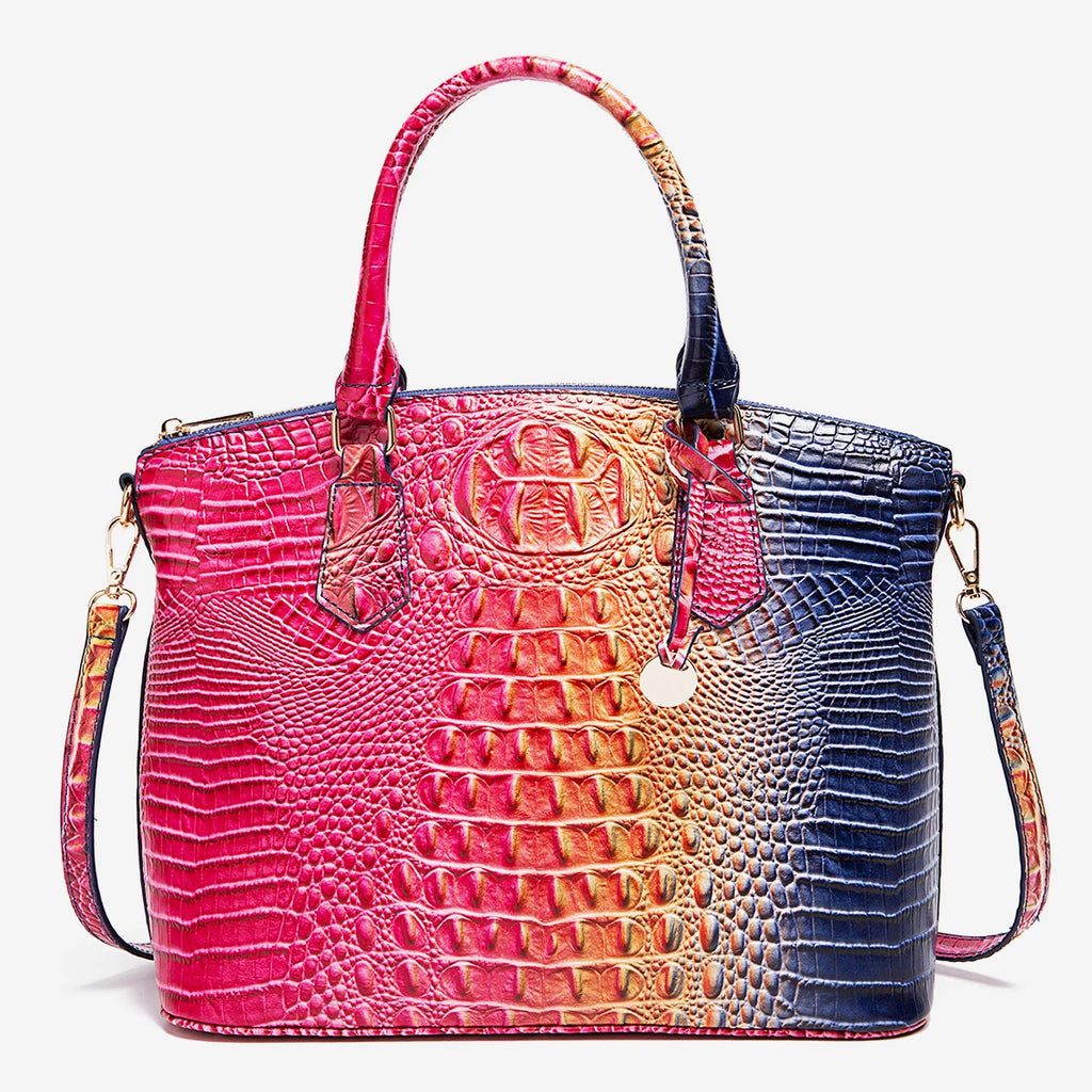 Embossed Dome Tote Bag for Women Convertible Top Handle Shoulder Bag with Detachable Strap Zipper Closure Lightweight Portable Daily Purse Ideal for Outdoor Hiking Camping Travel Weekend Getaway Daily Commute Casual Outing an