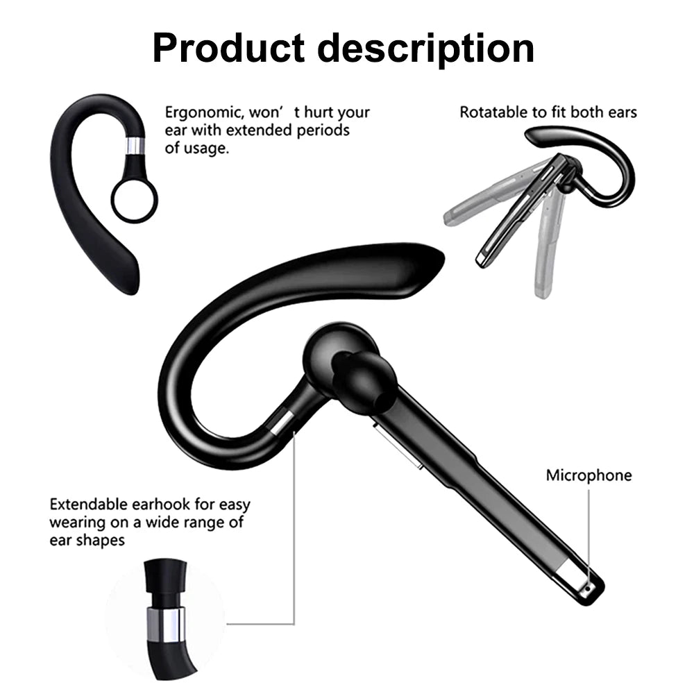 New YYK520 Wireless Headset with Charging Case Business Ear-mounted Bluetooth V5.3 Hands-free Call Noise Reduction Headphones