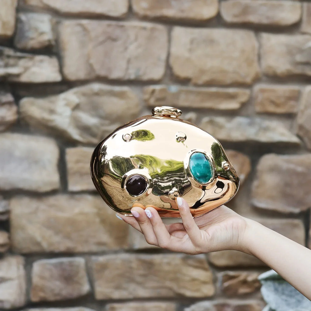 Women Acrylic Shell Bag Cute Evening Clutch Bag For Wedding Party Small Gold Purses Designer Summer Beach Handbags Lemon Color