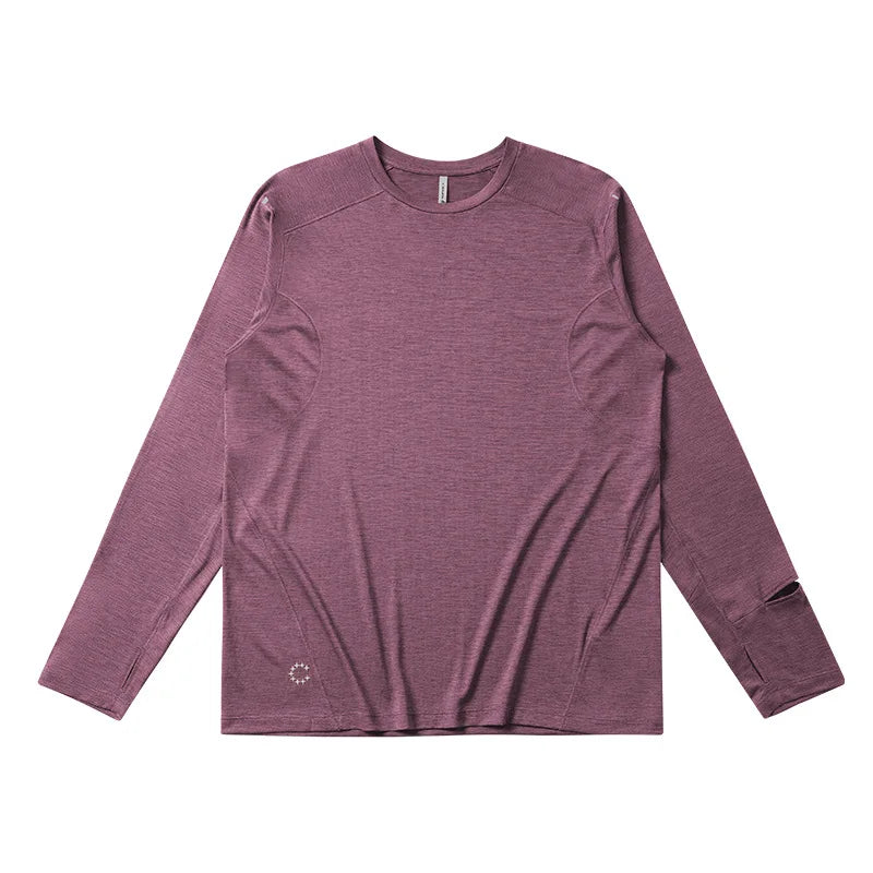 Men's Quick Dry Long Sleeve T-Shirt Sports Running Tee Summer Breathable Lightweight Fitness Gym Workout Top Activewear