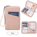Multi-Functional RFID Blocking Passport Bag Travel Document Holder with Long Zipper Ticket Storage Wallet for Multiple Passports