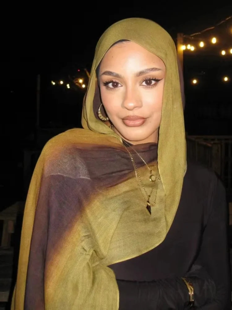 Gradient Ombre Hijab Scarf Women Soft Lightweight Muslim Bandana Headscarf Ladies Multi-purpose Hair Accessories for Daily
