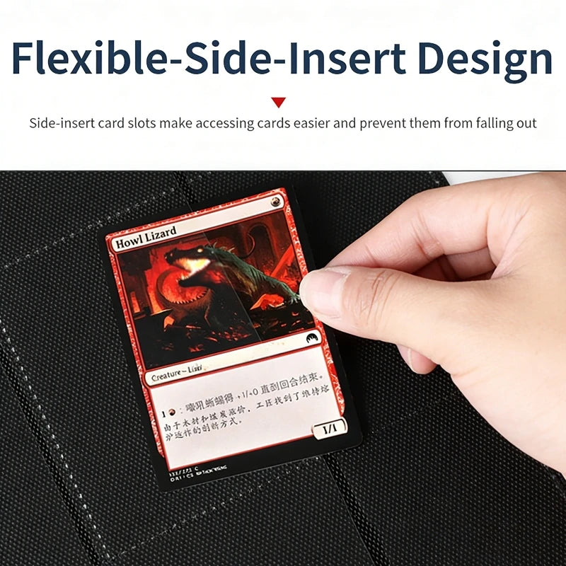 9/12 Pocket Leather Trading Card Album Folder - 360/480 Side Loading Pocket Binder Full Zipper for Game Cards & Sports Cards