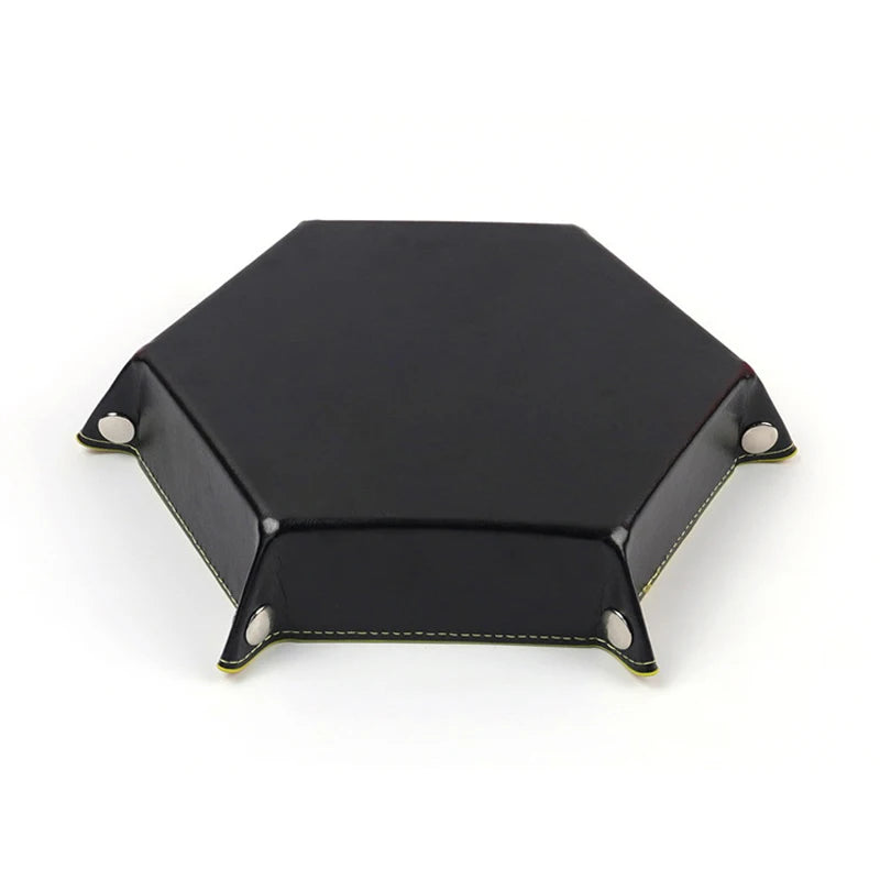 18Colors Foldable Dice Tray PU Leather Flannel Hexagonal Dice Rolling Plate Table Game Office Sundries Key Portable Storage Box