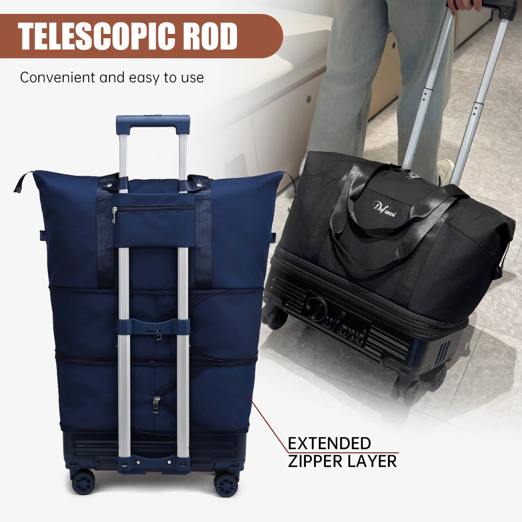 Luggage Bag with Wheels, Travel Bag with Universal Wheels, Foldable Suitcase, Lightweight Trolley Bag, Large Capacity Hand-Pulled Backpack for Going Abroad and Returning Home