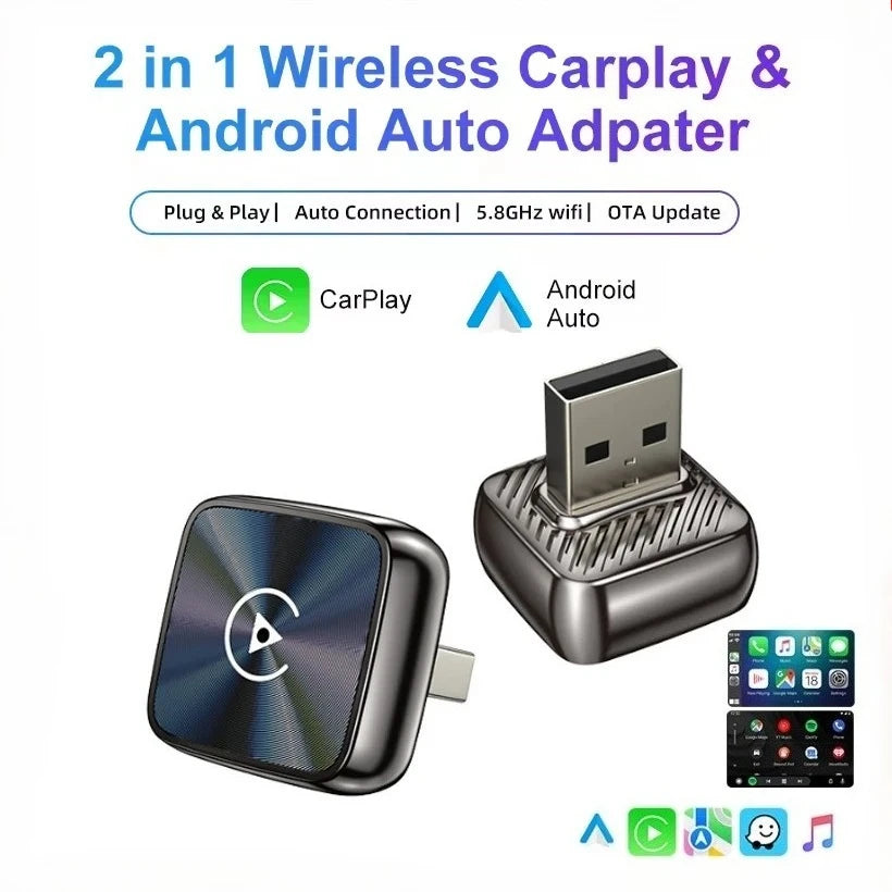 2026 Latest Wireless CarPlay Apapter USB CarPlay & Android Auto,Type-C Port,Converts Wired to Wireless,Plug & Play,Auto-USB