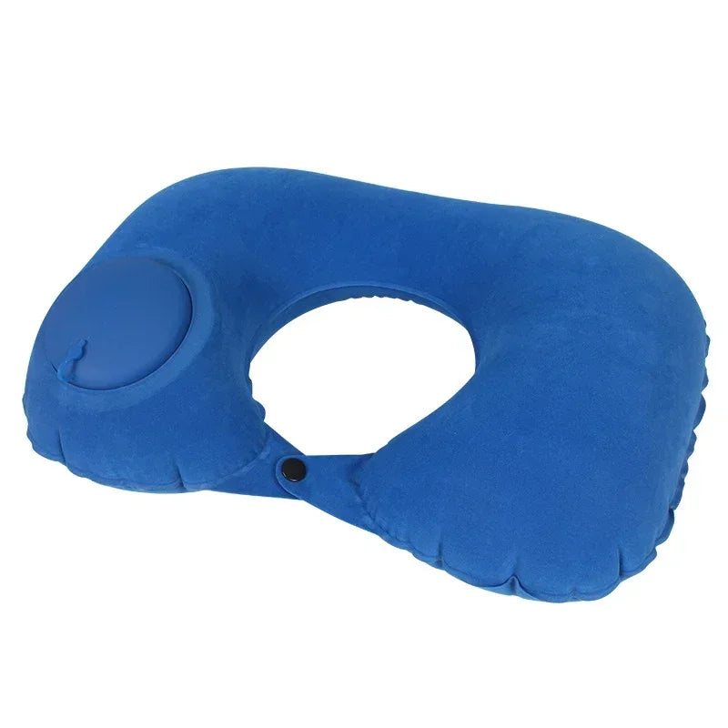 Inflatable Neck Air Pillow U Shape Neckrest Head Rest Portable Sleep Resting Folding Press Travel Pillow for Airplane Train Car