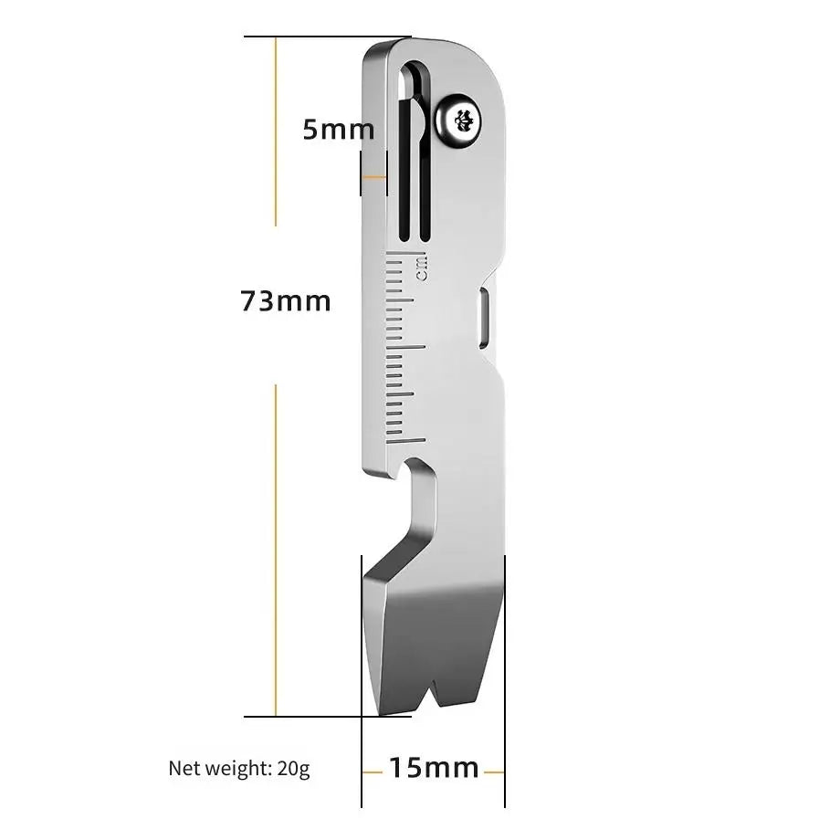 Multifunctional titanium alloy gadget: keychain folding knife, mini bottle opener, small crowbar, outdoor EDC tool