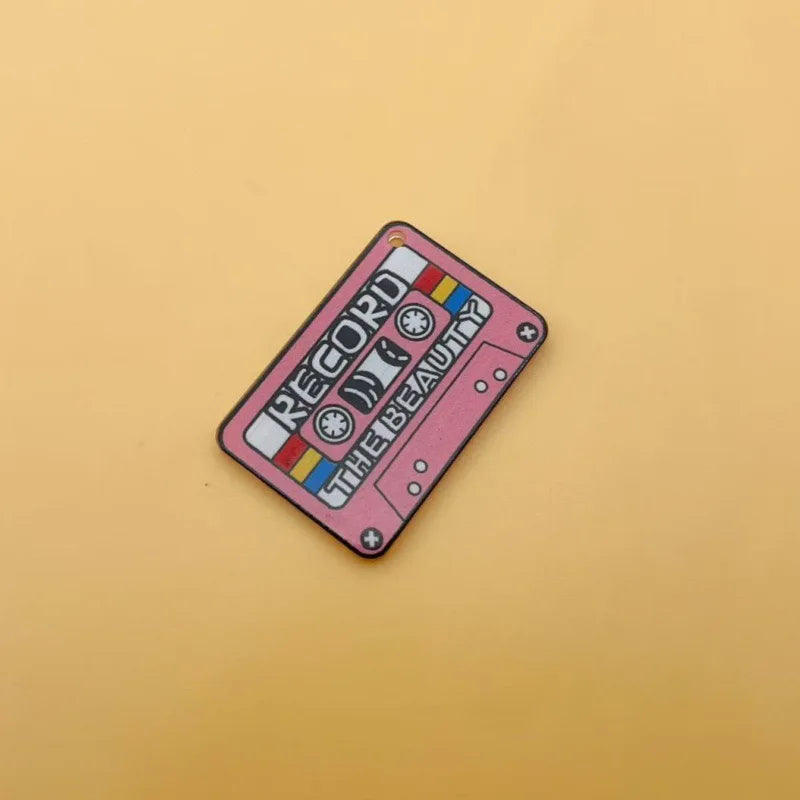 10pcs music style cassette DVD burner double-sided printing acrylic jewelry DIY pendant necklace accessories