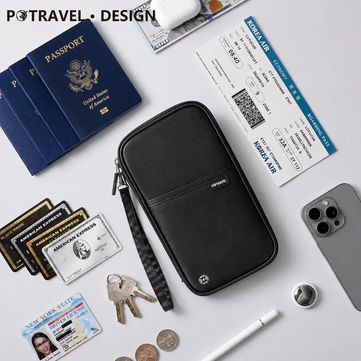 RFID Travel Passport Holder Waterproof Document Organizer Wallet Large Capacity Ticket Card Bag for Men Women Family Trip