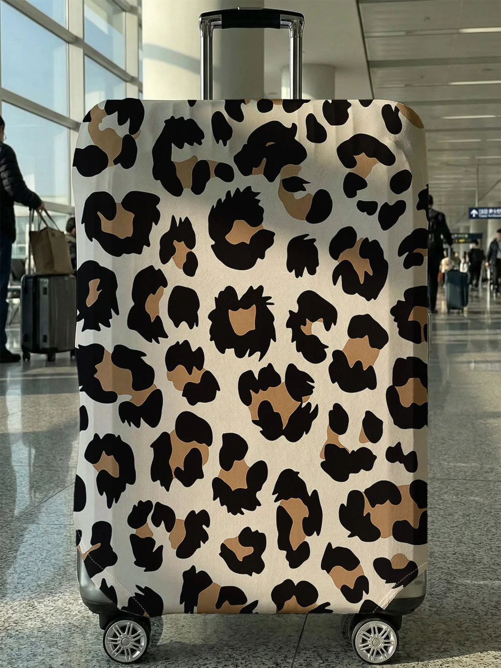 Beige Leopard Print Full Print Luggage Cover, Suitable for 18-32 Inch Luggage Cover, Luggage Handle Glove, Travel Accessories