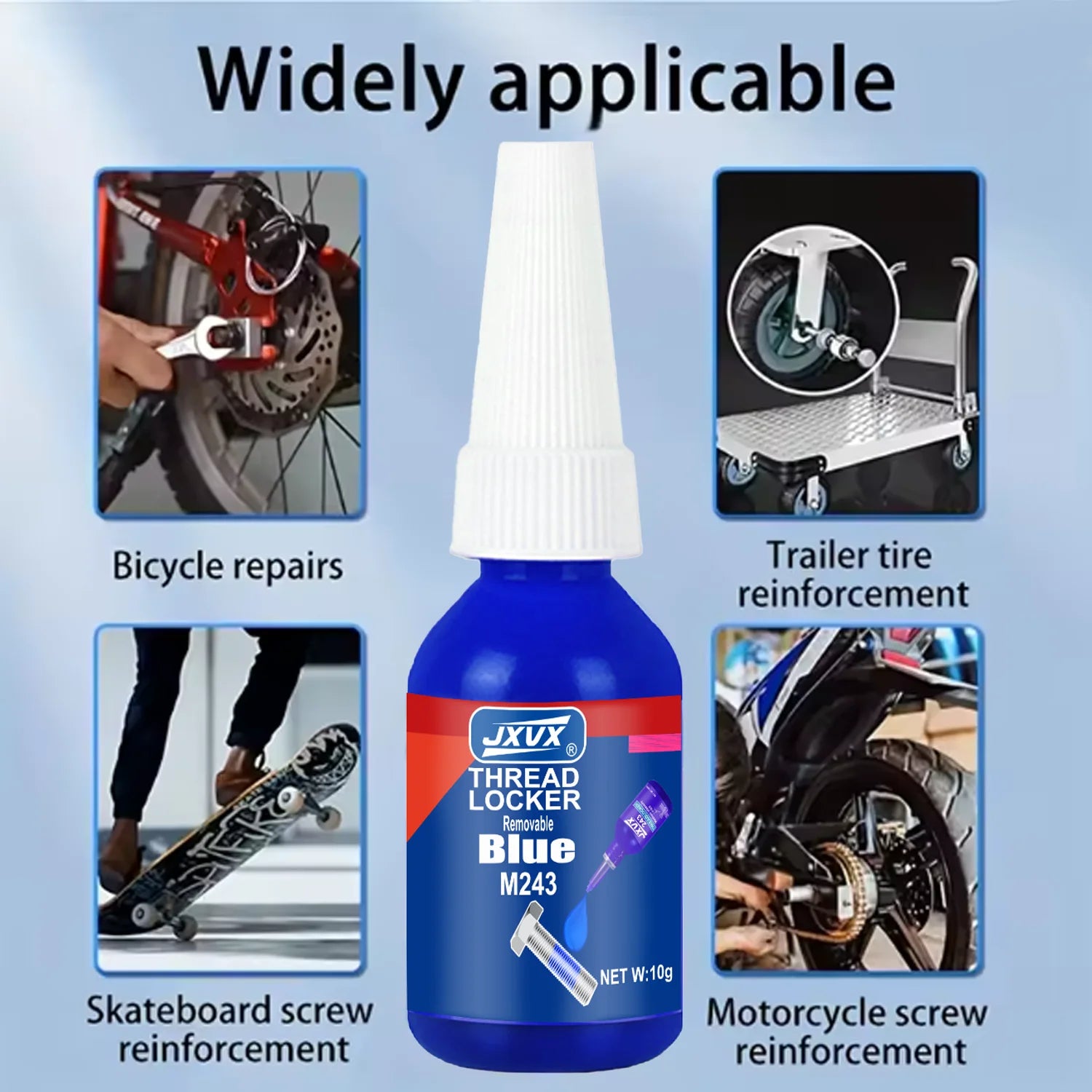 Blue Adhesive 10ml - High Strength Adhesive, High Temperature Resistant, Anti-Vibration, Specific for Metal Fasteners, Removable