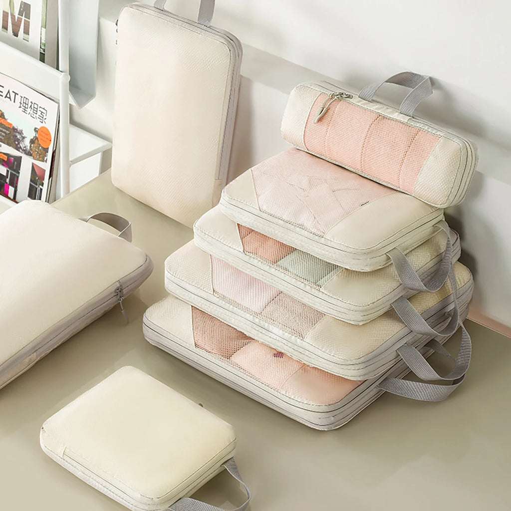 5pcs/set Lightweight Portable Travel Compression Storage Bag Multifunctional Luggage Organizer for Clothes Shoes Storage Bag