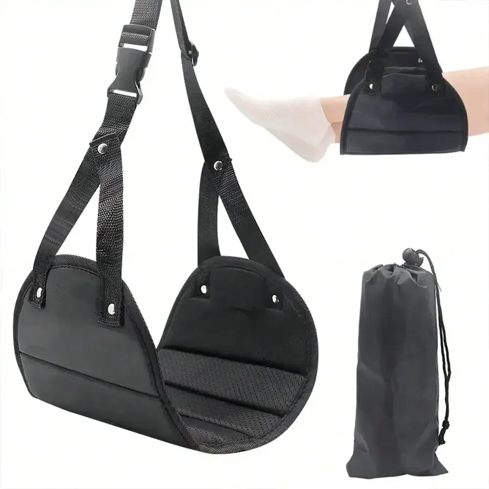 Travel Rest Hanging Footstool Adjustable Straps Multifunctional Portable Hammock Footrest for Home Office Outdoor Airpalne