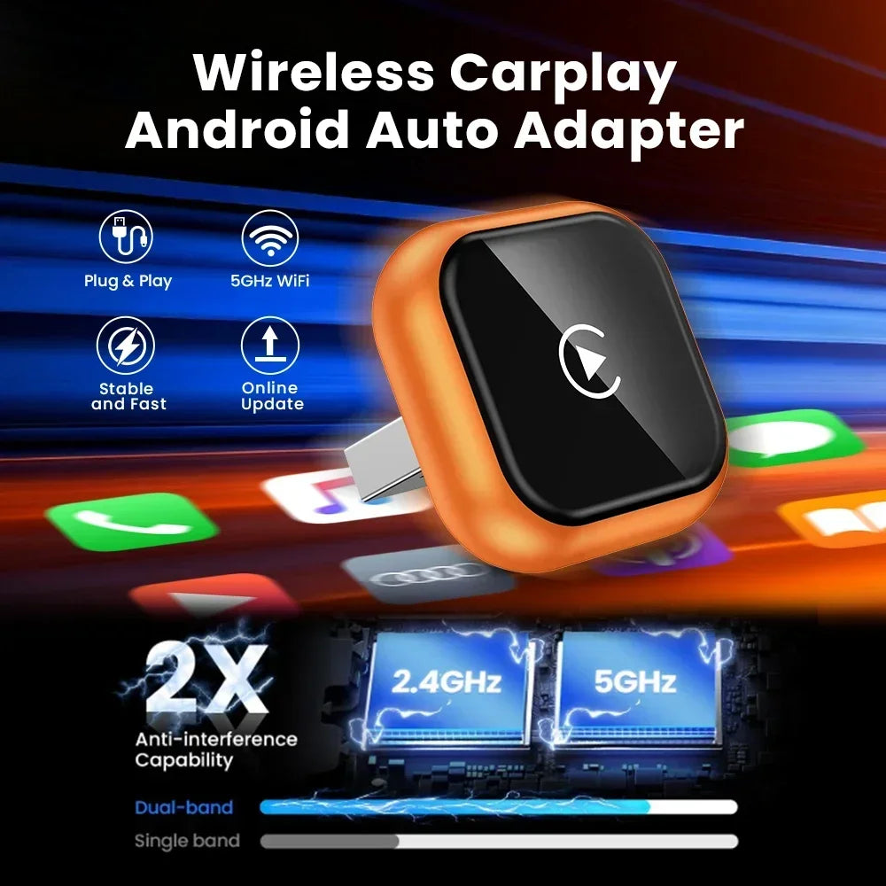 2In1 Wireless CarPlay Android Auto Adapter USB Dongle Smart Mini Box Plug And Play 5G WIFI Bluetooth For 98% Wired Carplay Cars