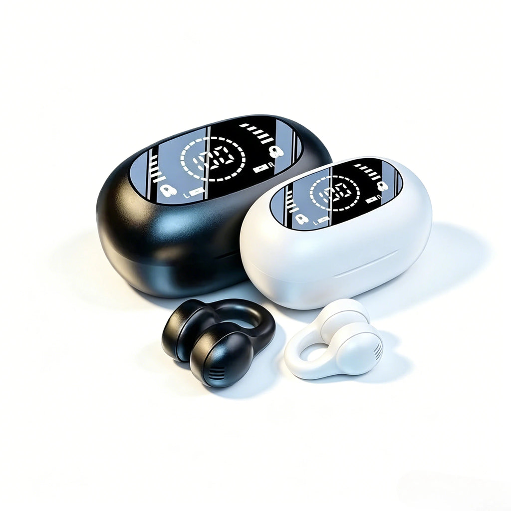 Mirror-Style OWS Ear Clip Headphones Bluetooth 5.4 Wireless Earbuds Noise Reduction & HiFi Sound for Sports Music