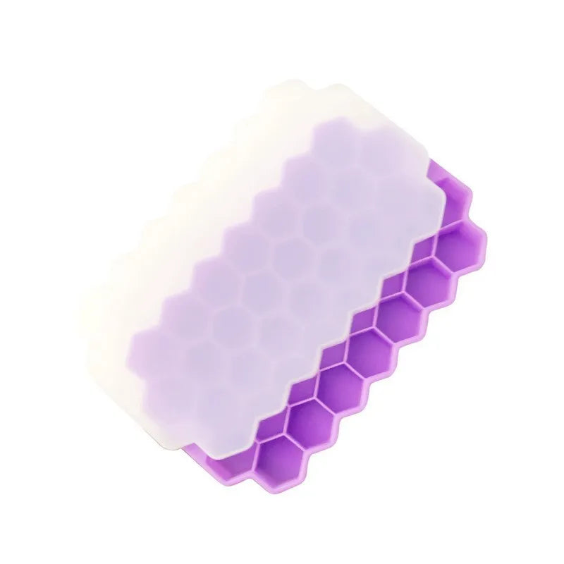 Creative Hexagon 37 Grid Ice Making Honeycomb with Lid Silicone Moulds Refrigerator Homemade Ice Mold Household Ice Making box