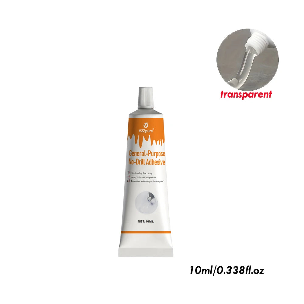 Nail-Free Adhesive No-Drill Glue - Strong No-Scratch Adhesive for Hooks & Shelves Towel Racks Daily Repair Glue Bonding Agent