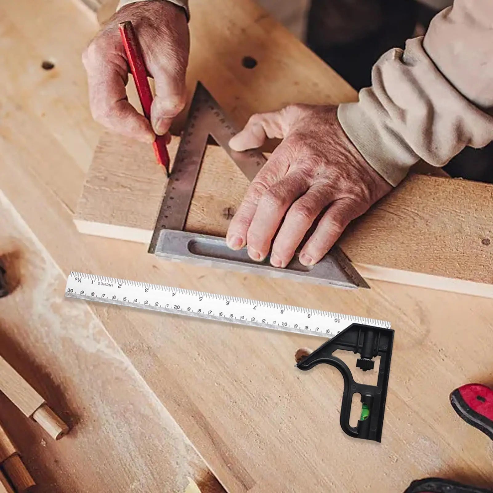 Stainless Steel Angle Combination Square Activity angle ruler Woodworking universal 45 high-precision combination angle ruler