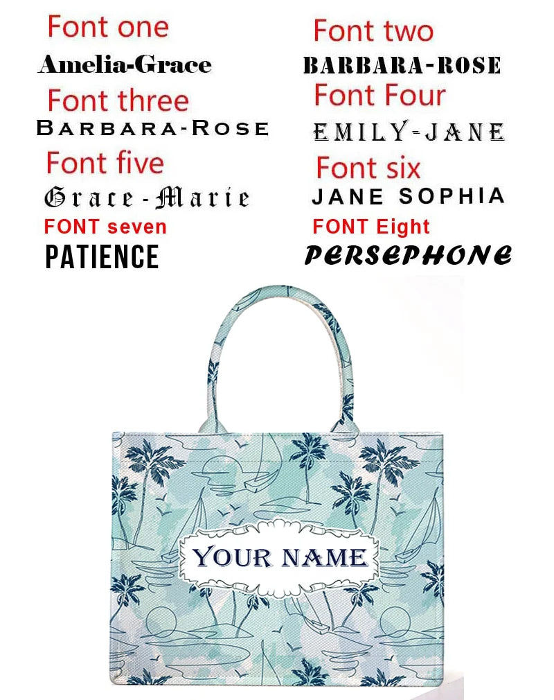 2026 New Personalized Custom Women's Tote Bag, Canvas Printed Handbag, Large Capacity Beach Bag