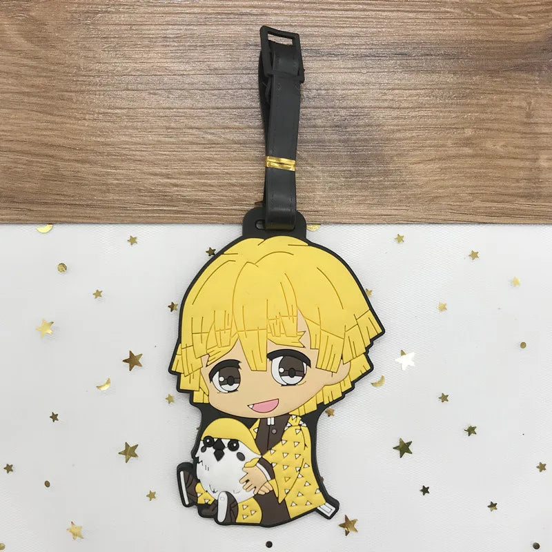 Anime Demon Slayer Luggage Tag Travel Portable Baggage Boarding Label Silica Gel ID Addres Holder Luggage Individuality Tags