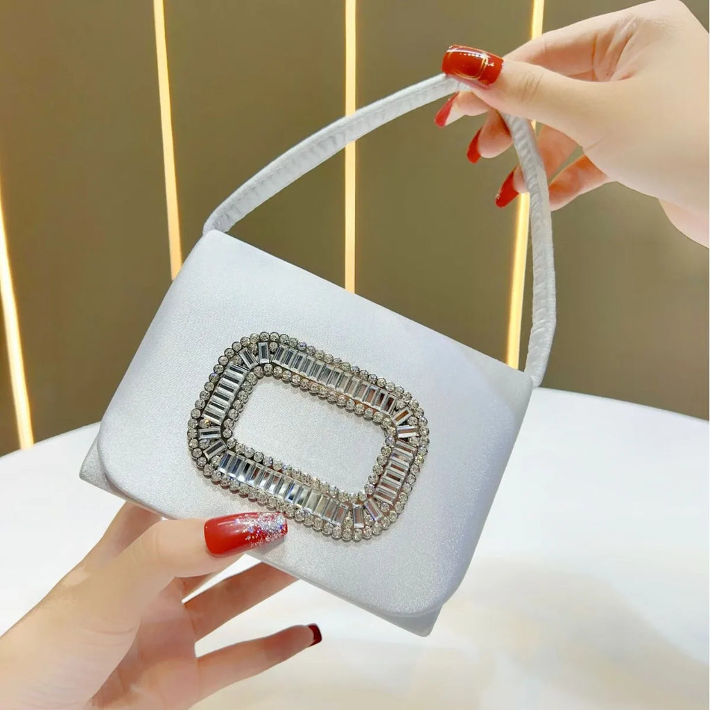 Luxury Mini Square Handbag Women’s Diamond Studded Evening Bag Elegant Shoulder Chain Wedding Party Purse Stylish Ladies Tote
